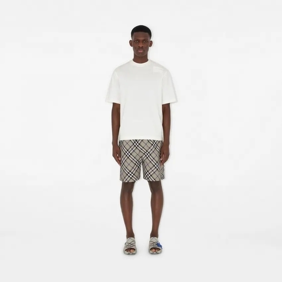 Burberry Gray Plaid Slide Sandals